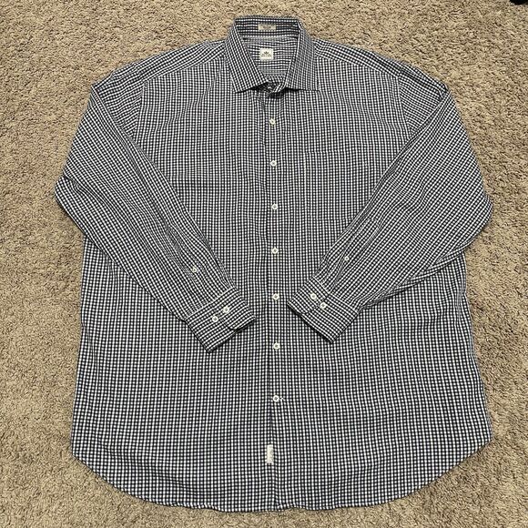 Peter Millar Shirt Mens XL Blue Soft Gingham Check Button Down Crown Casual - Picture 1 of 9